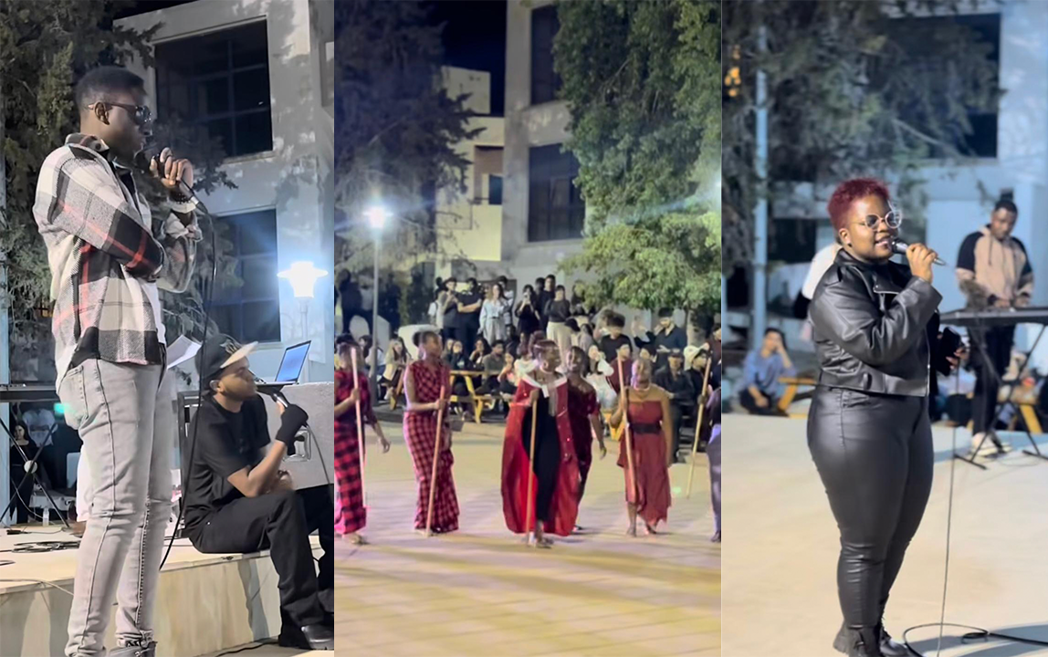 Students enjoying a night of food, culture, and music at EUL Plaza