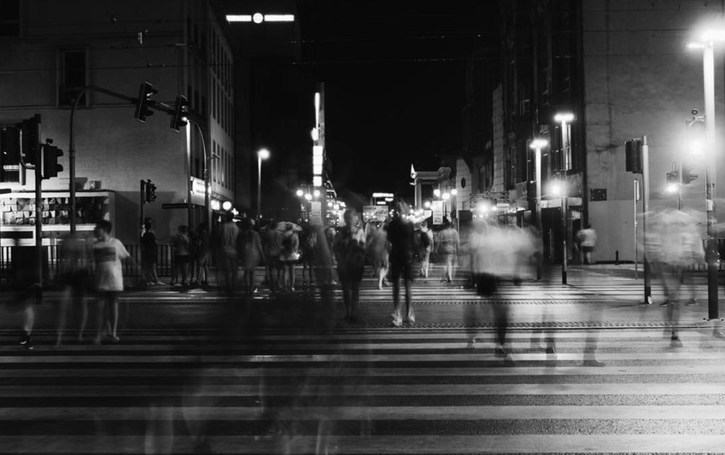 people walking on a street