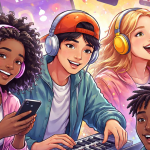 Young people are listening to music.