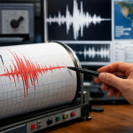 Seismograph recording earthquake activity as universities and students are affected by seismic events